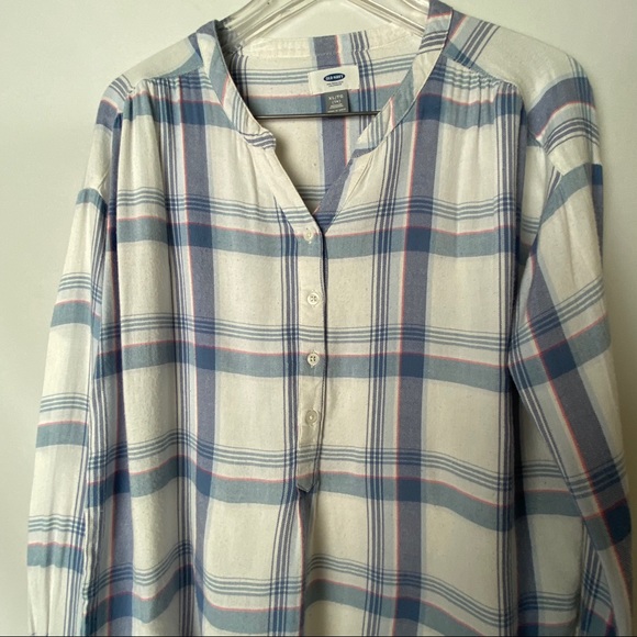 Old Navy Girls White/Blue Tunic Style Plaid Shirt - Picture 12 of 12